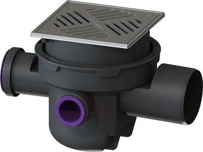 Productafbeelding van Kesselbodem voor inbouw in de vloerplaat, horizontale aansluiting, sleufrooster, terugstroombeveiliging type 5, 1 stuk.