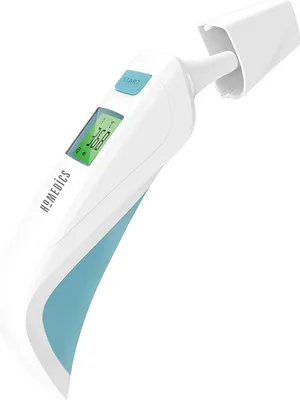 Produktbild von HoMedics Kontaktloses Digitales Infrarot-Fieberthermometer für Baby Kinder Erwachsene - Messen Sie Ohr-, Stirn- und Oberflächentemperatur in 2-5 Sekunden (3 in 1 Thermometer) TE-300 EU