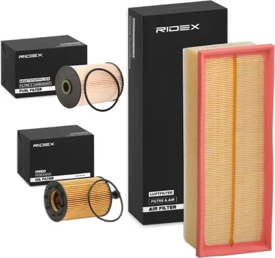 Produktbild von RIDEX Filterset Inspektionspaket Filtersatz für VW Golf VII Schrägheck (5G1, BQ1, BE1, BE2) GOLF VI (5K1) Golf V Schrägheck (1K1) TOURAN (1T1, 1T2)