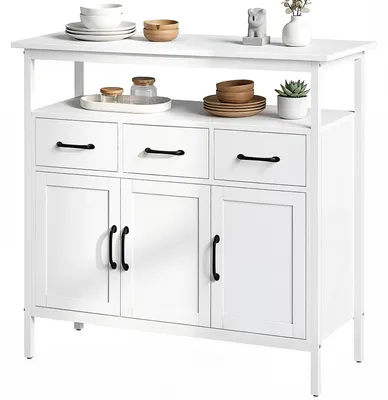 Produktbild von HOMCOM Sideboard Kommode mit Schubladen 3 Türen und offenem Regal Weiß