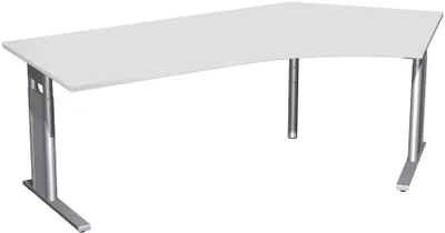 Produktbild von Geramöbel Schreibtisch 135° rechts höhenverstellbar, C Fuß Blende optional, 2166x1130x680-820, Lichtgrau/Silber; N-647316-LS