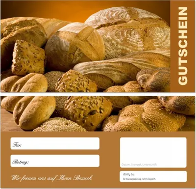 Produktbild von 200 Stück Premium Geschenkgutscheine (Bäcker-668) - Ein schönes Produkt für Ihre Kunden Brot Brötchen Semmeln Gutscheine Gutscheinkarten für Bereiche wie Gastronomie, Bäcker, Konditor, Gaststätte und vieles mehr