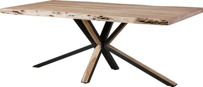 Produktbild von MASSIVMOEBEL24 Baumtisch 220x100x77 Akazie beige lackiert  / Kreuzgestell anthrazit matt / natur FREEFORM