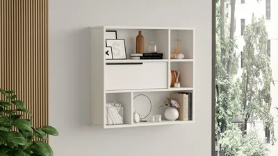 Immagine prodotto di Skye Decor, On5-W, mensola a muro, 100% PANNELLI DI PARTICELLE RIVESTITI IN MELAMMINA, bianco, 90,1 x 22 x 81 cm