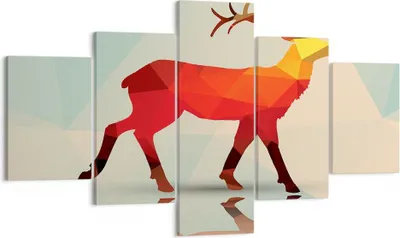 Produktbild von Bild auf Leinwand - Leinwandbild - Hirsch Illustration modern Grafik - 125x70cm - Wand Bild - Wanddeko - Leinwanddruck - Bilder - Kunstdruck - Leinwand bilder - Wandkunst - EA125x70-2811