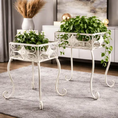 Produktbild von Blumenständer 2er Set Blumenpodest Pflanzenständer Blumenhocker Blumen Ständer
