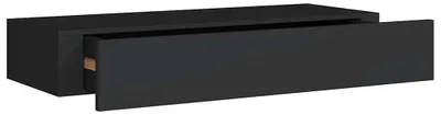 Image de vidaXL Étagère murale avec tiroir noir 60x23,5x10 cm MDF