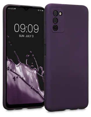 Produktbild von kwmobile Handyhülle für Samsung Galaxy A03s Hülle - Silikon Case metallisch schimmernd - Schutzhülle Cover - Metallic Brombeere