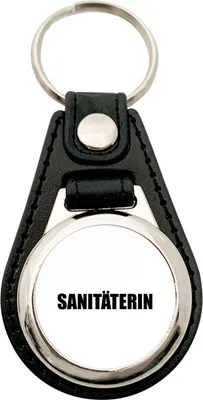Produktbild von Huuraa Schlüsselanhänger Sanitäterin Schriftzug Metall mit Kunstleder Schlüsselring Einkaufswagenchip Geschenkidee
