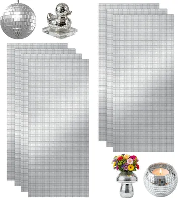 Productafbeelding van Zelfklevende spiegeltegels, mozaïek, 5x5 mm, 7 vellen, 15x30 cm | Glazen mozaïektegels, vierkant, wanddecoratie, voor DIY-decoratie voor een discoparty
