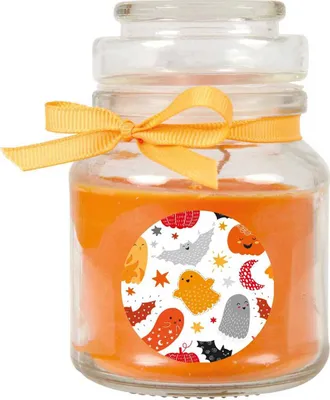 Immagine prodotto di HS Candle Candela profumata "Halloween" in barattolo di caramelle - tanti motivi a scelta, ideale decorazione autunnale