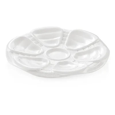 Obrázek produktu pro Talíř na ústřice, porcelán, Ø 25 cm, 6 přihrádek na ústřice