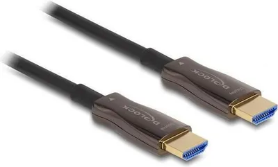 Produktbild von Delock - High Speed - HDMI-Kabel - HDMI mnnlich zu HDMI mnnlich - 50,0m - Hybrid Kupfer/Kohlefaser - Schwarz - Active Optical Cable (AOC), untersttzt 8K 60 Hz (7680 x 4320), Metallarmierung (86034)