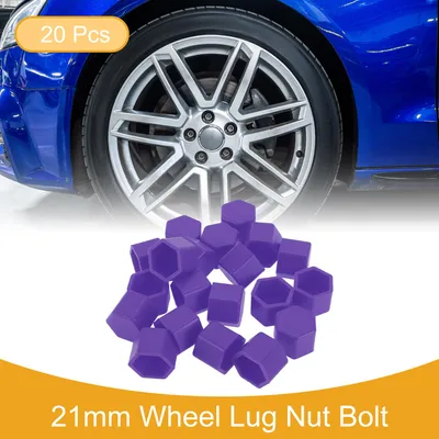 Image de 20 Boulons D'Écrou De Roue De Jante De Pneu De Vis De Boulon De Protection De Capuchon De Poussière De Capuchon De Silicone Violet 2,5X21X20,6Mm