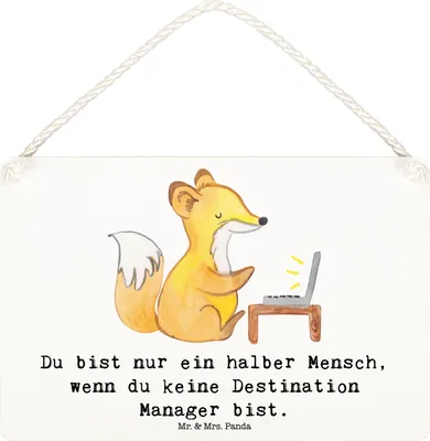 Produktbild von Mr. & Mrs. Panda holzbild Destination Manager Herz DIN A6 - Weiß - Geschenk, wandtafel, Schild, Holzschild, Türschild, Dekobrett, Wandbild Holz