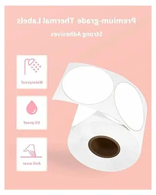 Produktbild von 2" Runde Weiße Etiketten 750 Etiketten, Kompatibel mit MUNBYN, Polono DHL Etikettendruckern, Nicht für M110 und M-Serie Etikettendrucker, BPA-freie Thermoetiketten - 50mm