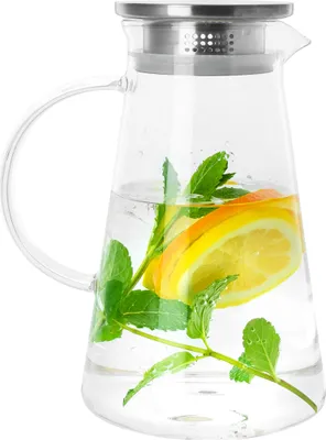 Obrázok produktu pre Karafa Krumble s filtrom, rukoväťou a vekom 1,2 l - Karafa na vodu - sklo a hliník