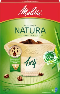 Obrázek produktu pro Filtrační sáčky na kávu Melitta Natura 1x4 přírodní hnědé 80 kusů