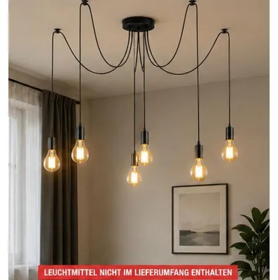 Produktbild von B.K.Licht Pendelleuchte 5-flammig Schwarz E27 Retro Vintage Spinnenlampe BKL1328