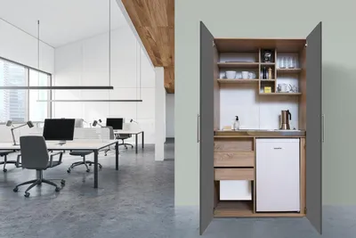 Produktbild von Küche Büroküche Miniküche Singleküche Eiche Grau Peter 104 cm Respekta