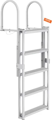 Zdjęcie produktu dla Drabinka dokowa 5 wysuwanych stopni Udźwig 159 kg Drabinka do łodzi pontonowych ze stopu aluminium o regulowanej wysokości 1700-2005 mm Stopień o szerokości 10 cm Gumowa mata do wchodzenia na pokład łodzi/morza/basenu/morza