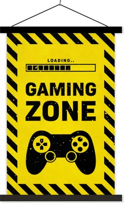 Produktbild von MuchoWow® Textilposter Spiele - Zitate - Controller - Spielzone - Spiel 120x180 cm mit schwarzem Rahmen - Fotos