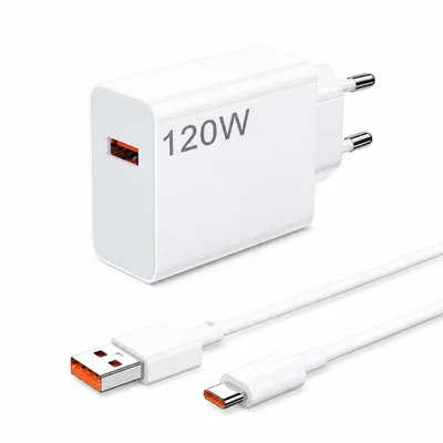 Produktbild von 120W Xiaomi Ladegerät HyperCharge – Schnellladeadapter für Xiaomi mit 1m 6A USB-A auf USB-C Ladekabel für Xiaomi