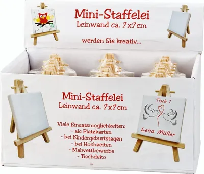 Produktbild von 24  Mini Keilrahmen Leinwand auf Staffelei