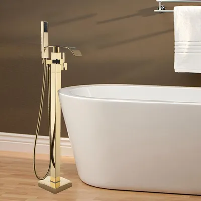 Produktbild von Freistehende Badarmatur - Freistehende Badewannenarmatur - Armatur zur Bodenmontage - Badarmatur - Goldene Oberfläche