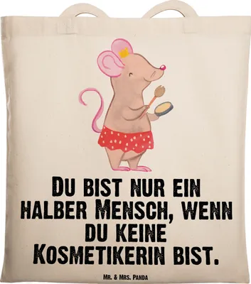 Produktbild von Mr. & Mrs. Panda Tote Bag Kosmetikerin Herz - Transparent - Geschenk, canvas tasche, Shopping, Schultasche, Kosmetikstudio, Uni, Spruch, Ausbildung, Beauty Salon