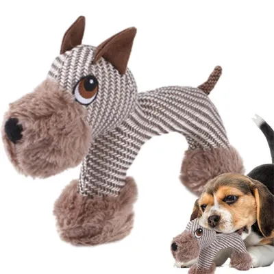 Produktbild von Hundespielzeug Welpe aus Plüsch mit Quietscher Braun 28 x 19 cm