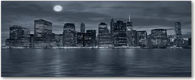 Produktbild von Tulup® Glas-Bild Wandbild aus Glas - 125x50 - Wandkunst - Wandbild hinter gehärtetem Sicherheitsglas - Dekorative Wand für Küche & Wohnzimmer  - Sehenswürdigkeiten & Architektur - New York bei Nacht - Schwarzweiß