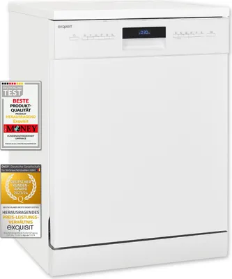 Produktbild von Exquisit Geschirrspüler GSP9614-030B weiss | Spülmaschine 60 cm | Aquastop | Maßgedecke: 14 | Auto Türöffner | Restlaufzeiten Anzeige | Unterbaugerät