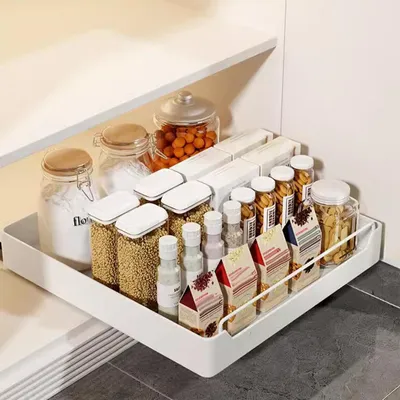 Zdjęcie produktu dla Organizer Do Szafki Wysuwany Teleskopowa Szuflada Kuchenna 40 Cm Szer X 43 Cm Gł X 7 Cm Wys