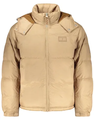 Produktbild von Beige Herrenjacke mit Kapuze und Kontrastdetails – Wasserabweisend