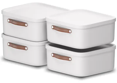 Produktbild von Rotho 4er-Set Aufbewahrungsbox 20 L Maloja - Kunststoffbox mit Deckel - Stapelbox 39,5 x 38,0 x 17,7 cm - Plastikbox Ordnungsbox Allzweckkiste