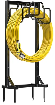 Image de Bomclap Support mural pour tuyau d'arrosage, autoportant, 117 cm, noir