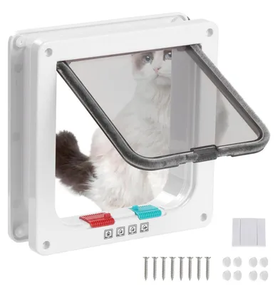 Immagine prodotto di Porta per animali domestici a 4 vie, ideale per cani di piccola taglia e gatti, colore bianco