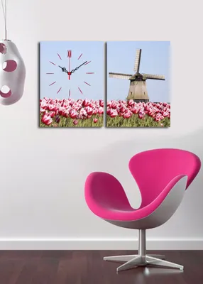 Produktbild von Opviq, 2P3040CS- CLA2627, Bunt, Wanduhren, 64 x 40 cm, 100% Wildleder -Leinwand