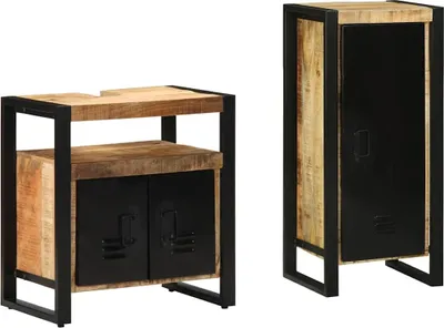 Immagine prodotto di vidaXL Set di mobili da bagno, 2 pezzi, marrone e nero, 40 x 35 x 90 cm