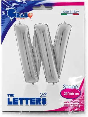Zdjęcie produktu dla Balon foliowy Litera W, 66cm,Srebrna