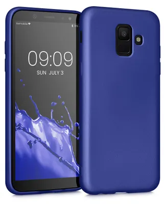 Produktbild von kwmobile Handyhülle für Samsung Galaxy A6 (2018) Hülle - Silikon Case metallisch schimmernd - Schutzhülle Cover - Metallic Blau