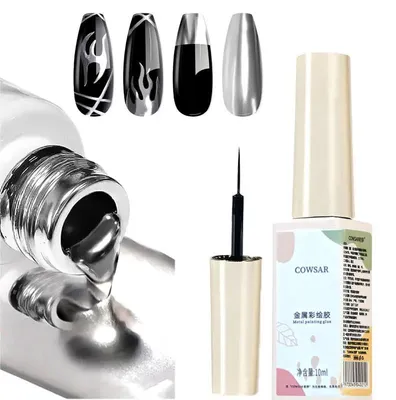 Zdjęcie produktu dla Żel do paznokci, długotrwały połysk, formuła przyjazna dla środowiska, metaliczny kolor srebra, pojemność 10 ml