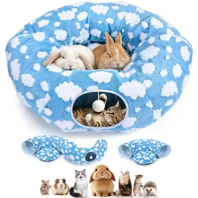 Produktbild von Katzentunnel Katzenhöhle Katzenbett - Faltbar 3-in-1 - Plüsch - 25 x 76 cm