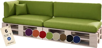 Produktbild von sunnypillow Palettenkissen für Palettenmöbel - 6er Set - Palettenauflage für Palettensofa für Haus Garten - Palettenpolster mit abnehmbarem Bezug für Europaletten - Rückenkissen & Sitzkissen Grün