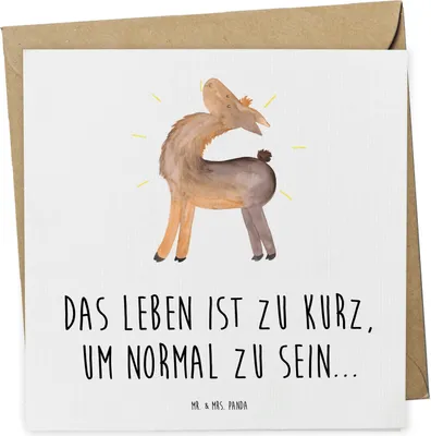 Produktbild von Mr. & Mrs. Panda doppelkarte Lama Stolz - Weiß - Geschenk, Lamas, anlasskarte, Family, Familie, Freundin, Freundinnen, Grußkarte, Klappkarte, faltkarte, Glückwunschkarte