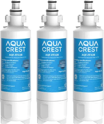 Three identical water filters are displayed side-by-side against a white background.