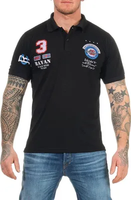 Produktbild von Herren Polo Shirt mit Druck; Schwarz M