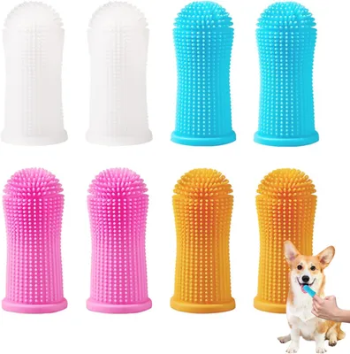 Produktbild von 8 Stück Zahnbürste Hund Silikon, 360º Hunde Finger Zahnbürste, Silikon Finger Zahnbürsten, für Hunde, Katzen & Kleine Haustiere Zahnpflege