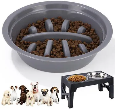 Produktbild von Langsames Fressen Napffor Kleine Hunde und Katzen, 20cm, Grau